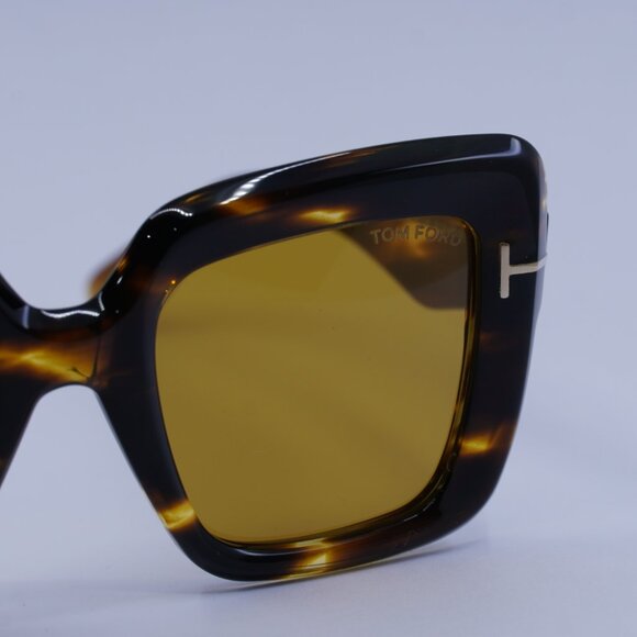 Tom Ford FT1157 52E Esme Sunglasses Dark Havana Square Frame, Brown Lenses main image 4